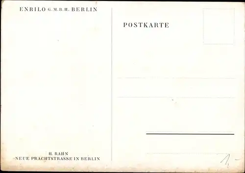 Künstler Ak H. Rahn, Berlin Tiergarten, Neue Prachtstraße, Enrilo G.m.b.H.