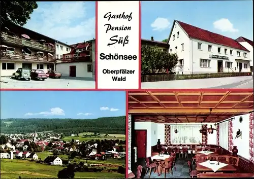Ak Schönsee Oberpfalz, Gasthof Pension Süß, Ort
