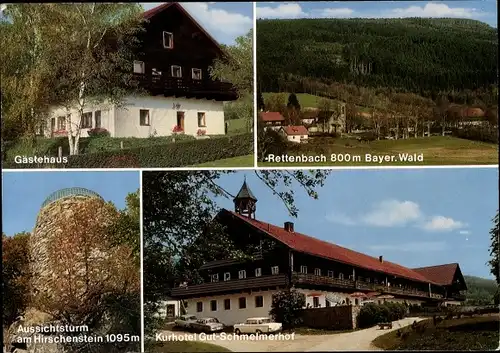 Ak Rettenbach Sankt Englmar Niederbayern, Kurhotel Gut Schelmerhof, Aussichtsturm am Hirschenstein