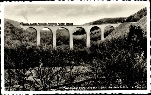 Ak Boppard am Rhein, Viadukt der Hunsrückbahn, Blick aus dem Mühltal, Eisenbahn