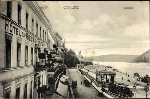 Ak Koblenz am Rhein, Rheinufer, Hotel zum Riesen Fürstenhof