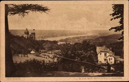 Ak Königswinter am Rhein, Blick vom Drachenfels Rheinab