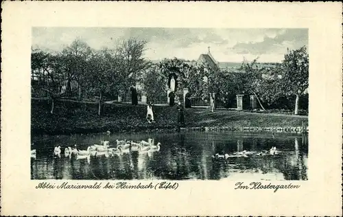 Ak Heimbach in der Eifel, Abtei Mariawald, Klostergarten