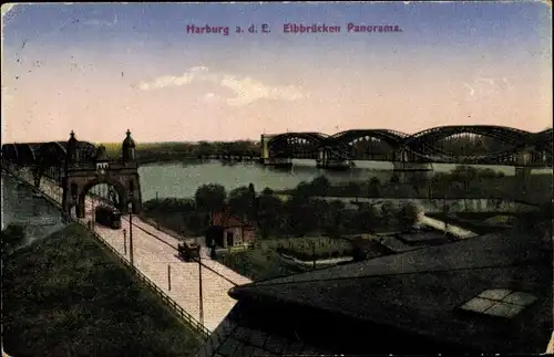 Ak Hamburg Harburg, Elbbrücken Panorama