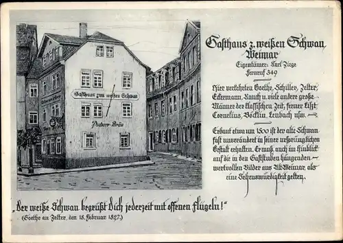 Künstler Ak Neubauer, Weimar in Thüringen, Gasthaus zum weißen Schwan