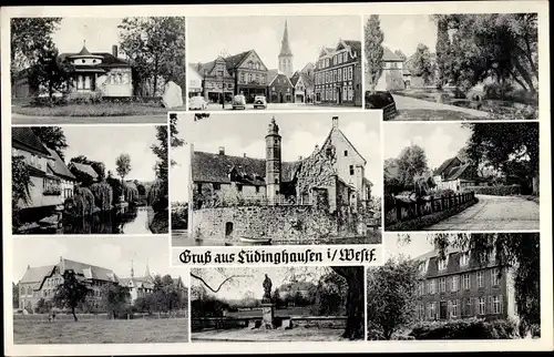 Ak Lüdinghausen Münsterland, Marktplatz, Kirche, Rathaus, Schloss