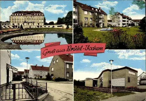 Ak Vochem Brühl Nordrhein Westfalen, Schloss, Schlossteich, Straßenpartie, Kirche
