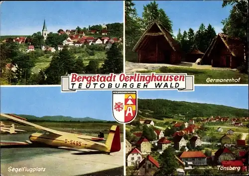 Ak Oerlinghausen Nordrhein Westfalen, Germanenhof, Segelflugplatz, Tönsberg