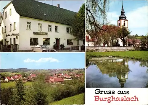 Ak Burghaslach Mittelfranken, Gesamtansicht, Gasthof Zur Krone