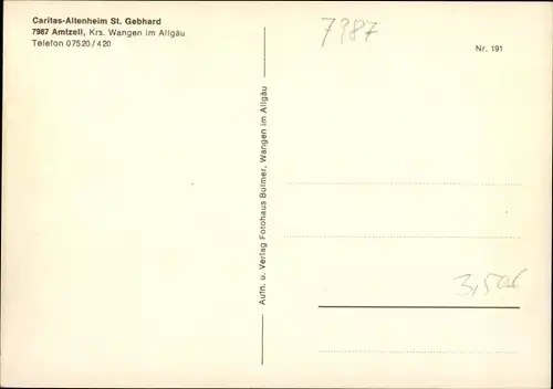 Ak Amtzell im Allgäu, Caritas Altenheim St. Gebhard