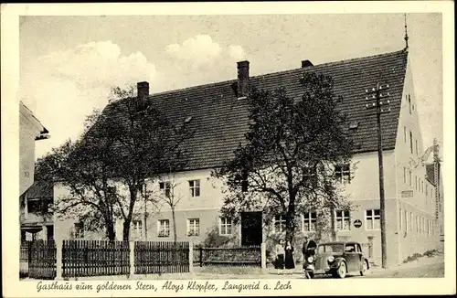 Ak Langweid am Lech, Gasthaus zum goldenen Stern, Auto