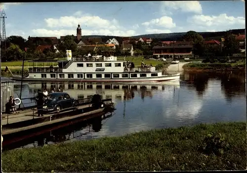 Ak Salondampfer MS Hecht auf der Oberweser, Fähranlegestelle