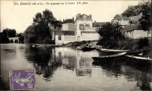 Ak Erigné Maine et Loire, Un paysage sur le Louet