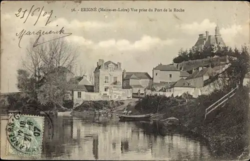 Ak Erigné Maine et Loire, Vue prise du Port de la Roche