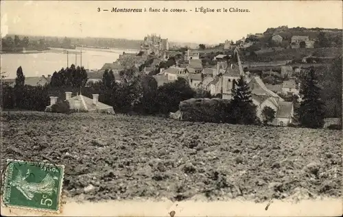 Ak Montsoreau Maine et Loire, L'Eglise, Le Chateau