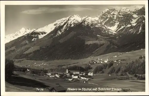 Ak Mieders in Tirol, Gesamtansicht mit Schlicker Zinnen