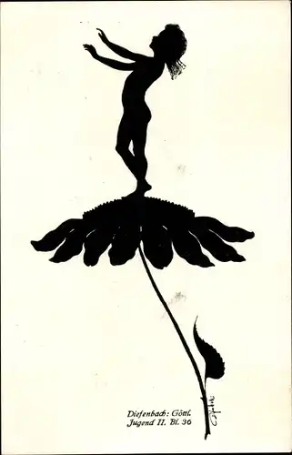 Scherenschnitt Ak Diefenbach, Göttliche Jugend 2, Blatt 36