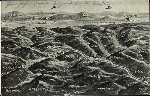 Landkarten Ak Sainte Marie aux Mines Markirch Elsass Haut Rhin, Col de Ste. Marie, Ramelstein