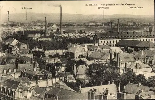 Ak Reims Marne, Vue generale vers les Casernes