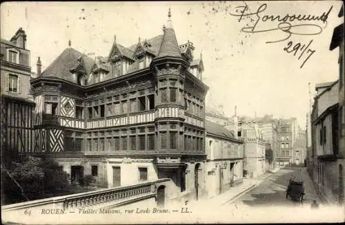 Ak Rouen Seine Maritime, Vieilles Maisons, rue Louis Brune