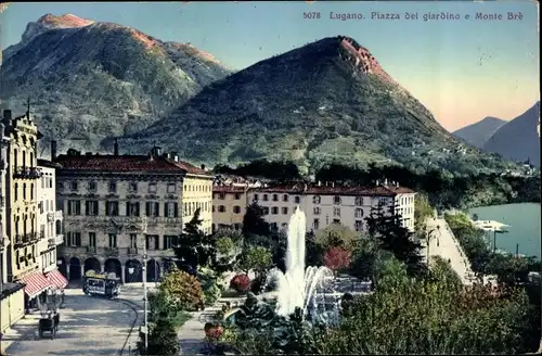 Ak Lugano Kanton Tessin, Piazza del giardino e Monte Bre