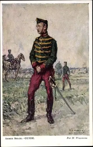 Künstler Ak Wagemans, M., Armee Belge, Guide, belgischer Soldat in Uniform