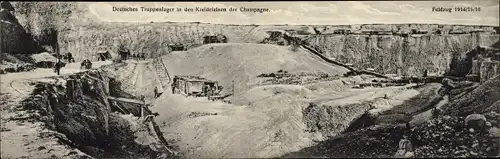 Klapp Ak Seine et Marne, Deutsches Truppenlager in den Kreidefelsen der Champagne, I WK