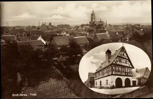 Ak Groß Gerau in Hessen, Gesamtansicht, Rathaus