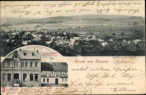Ak Hausen Waldbrunn Westerwald, Panorama, Gastwirtschaft