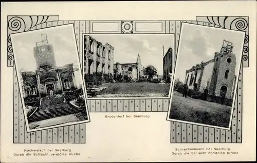 Ak Brouderdorff Bruderdorf Lothringen Moselle, Hochwalsch Plaine-de-Walsch, Schneckenbusch, Kirche