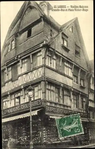 Ak Lisieux Calvados, Vieilles Maisons, Grande Rue, Place Victor Hugo