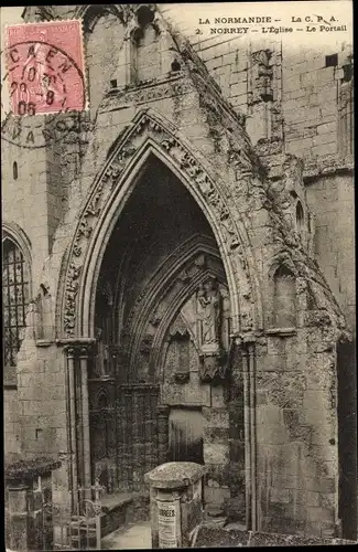 Ak Norrey Calvados, L'Eglise, Le Portail