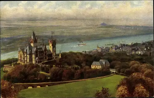 Künstler Ak Hoffmann, H., Königswinter am Rhein, Drachenfels, Drachenburg