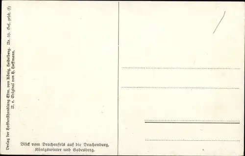 Künstler Ak Hoffmann, H., Königswinter am Rhein, Drachenfels, Drachenburg