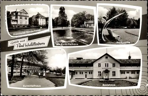 Ak Bad Waldliesborn Lippstadt in Westfalen, Kurmittelhaus, Badehaus, Park, Springbrunnen, Kinderheim