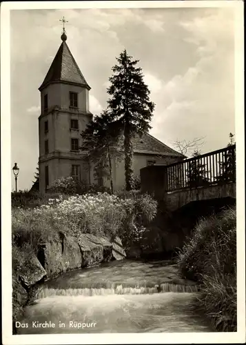 Ak Rüppurr Karlsruhe in Baden Württemberg, Kirchle, Brücke, Fluss