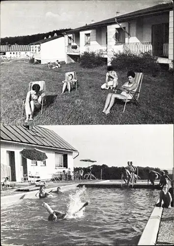 Ak Pfalzfeld im Hunsrück, Nenzheuserhof, Ferienheim Tesch, Schwimmbad
