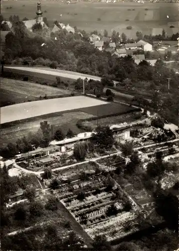 Ak Trebgast in Oberfranken Bayern, Holl's Malergarten, Luftbild