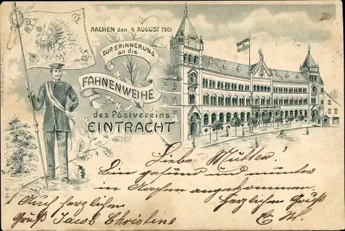 Litho Aachen in Nordrhein Westfalen, Fahnenweihe des Postvereins Eintracht 1901