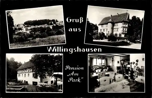 Ak Willingshausen in Hessen, Pension Am Park, Innenansicht, Schloss