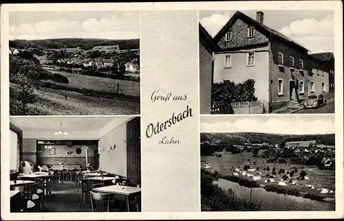 Ak Odersbach Weilburg an der Lahn Hessen, Ortsansichten, Campingplatz, Gasthof, Pension