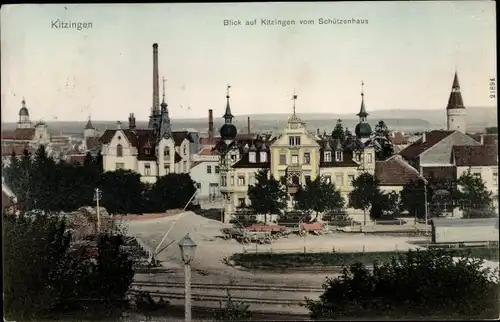 Ak Kitzingen in Mainfranken Bayern, Blick vom Schützenhaus auf den Ort