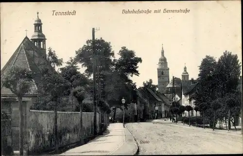 Ak Bad Tennstedt in Thüringen, Bahnhofstraße mit Herrenstraße