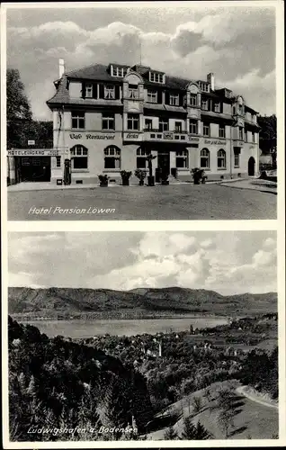 Ak Bodman Ludwigshafen am Bodensee, Hotel Pension Löwen, Blick auf den Ort