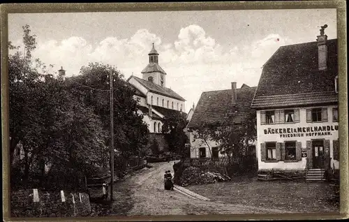 Ak Bad Boll  im Landkreis Göppingen, Bäckerei und Mehlhandlung, Kirche