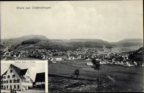Ak Onstmettingen Albstadt im Zollernalbkreis, Gasthof zur Sonne, Totalansicht der Ortschaft