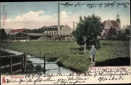 Ak Uetersen in Holstein, Blick auf die Post vom Damm aus