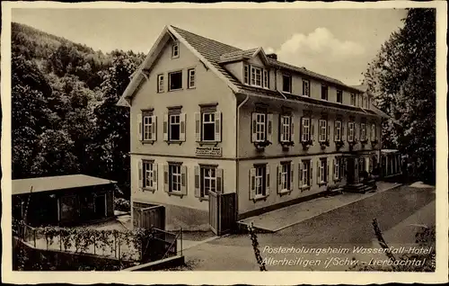 Ak Allerheiligen Oppenau im Schwarzwald, Posterholungsheim, Wasserfall Hotel