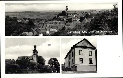 Ak Haintchen Selters im Taunus, Teilansicht, Kirche, Schule