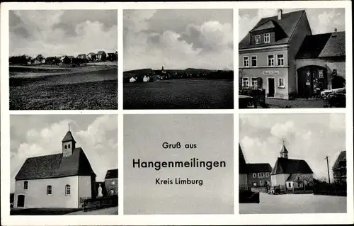 Ak Hangenmeilingen Elbtal in Hessen, Dorfpartie, Kirche, Gasthof